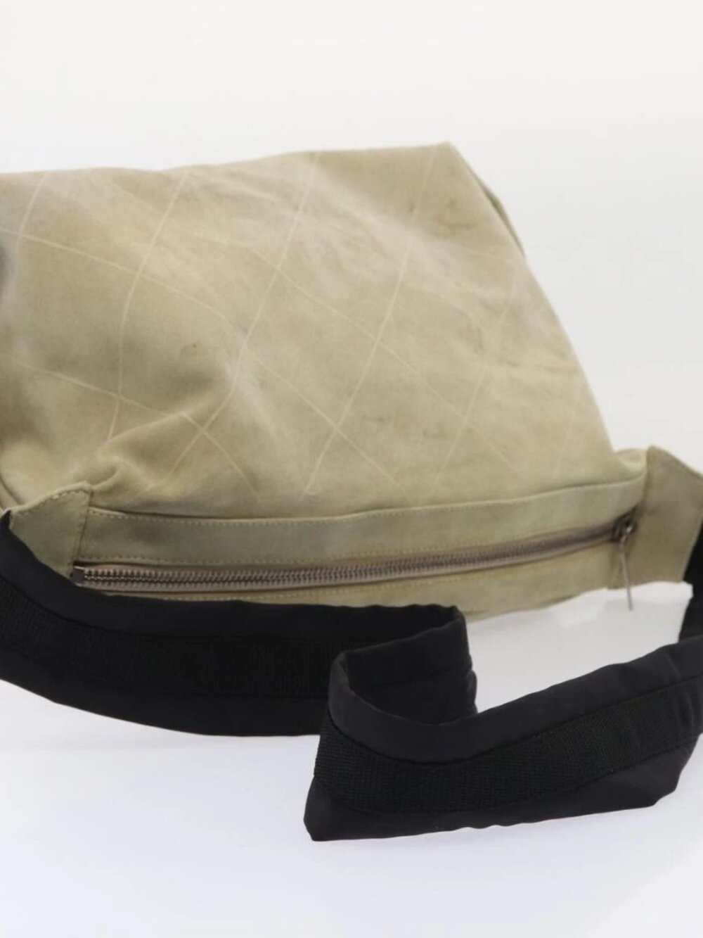 CHANEL Matelasse Shoulder Bag Suede nylon Beige Black Silver CC - Picture 8 of 16